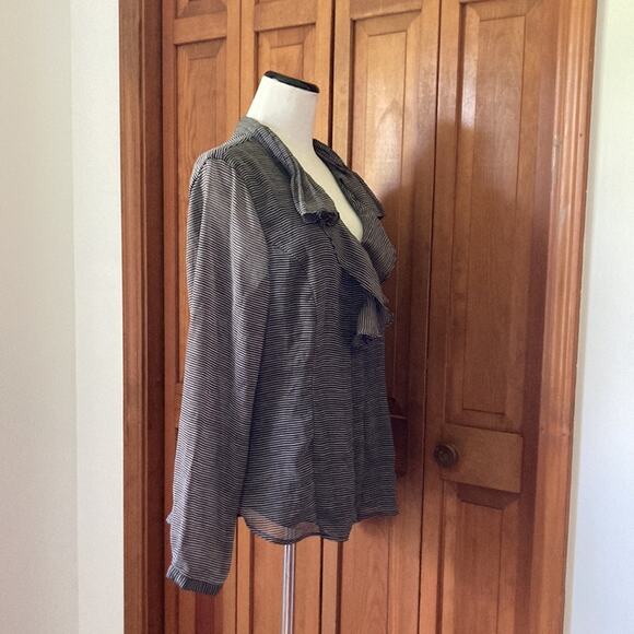 Coldwater Creek Chiffon Buttondown Blouse, Size L - Picture 2 of 10